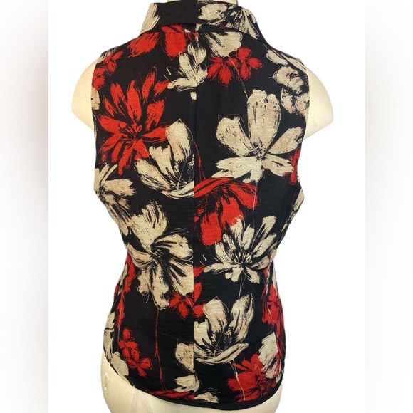 Jibes New York Lined Floral Sleeveless Black and Red Women's Top Size 8 - Picture 2 of 5